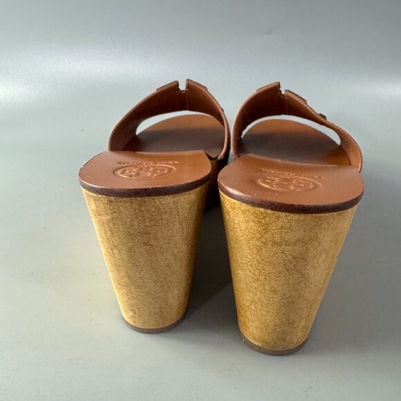 Tory Burch INES Wedge/Slide TAN/ SPARK GOLD Size 6.5 - Picture 6 of 13